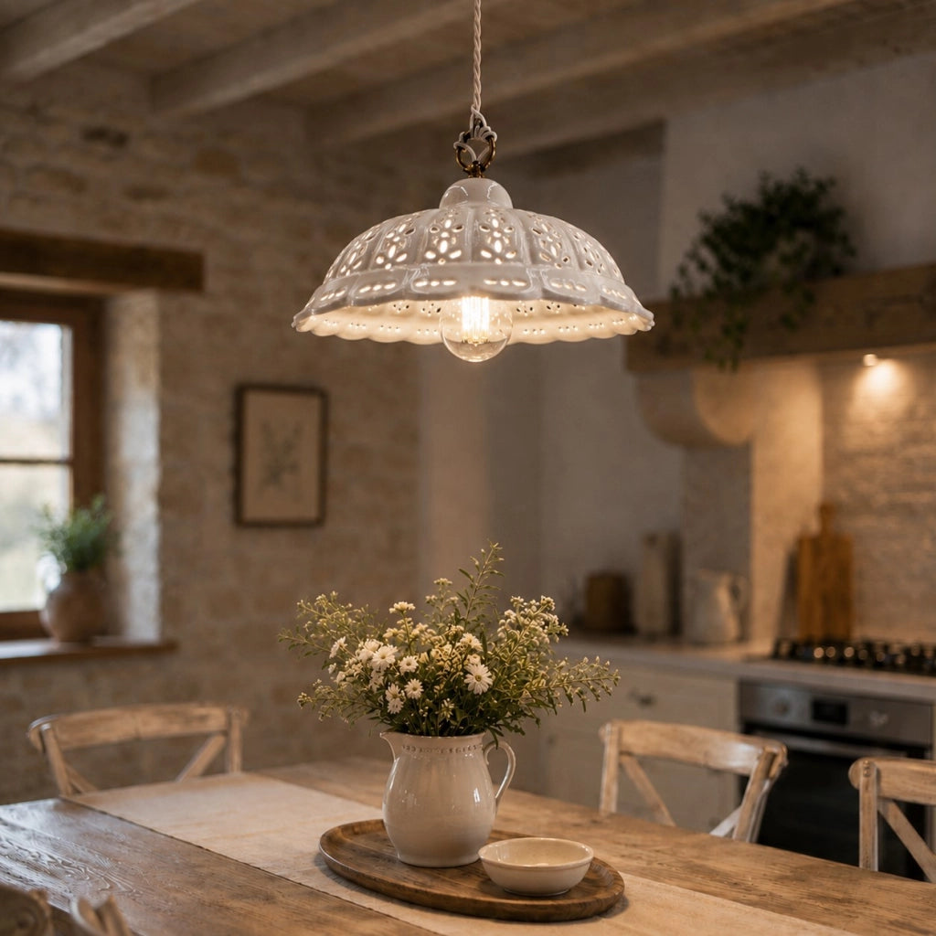 POMARANCE Lampadario a Sospensione Cucina in Ceramica Traforata Ø31