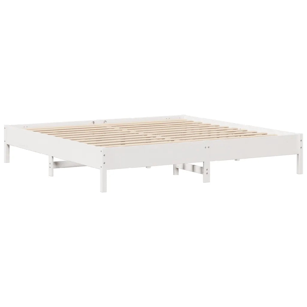 Letto senza Materasso-Struttura Letto Bianco 180x200 cm Legno Massello di Pino 652747