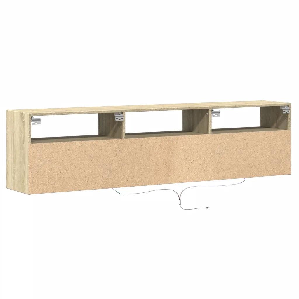Mobile TV a Parete con LED Rovere Sonoma 180x31x45 cm 3307942