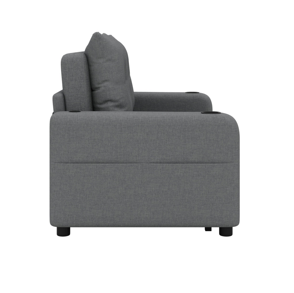 Divano letto 2 posti multifunzione 131 cm con porta bicchieri; USB e Type-C; grigio