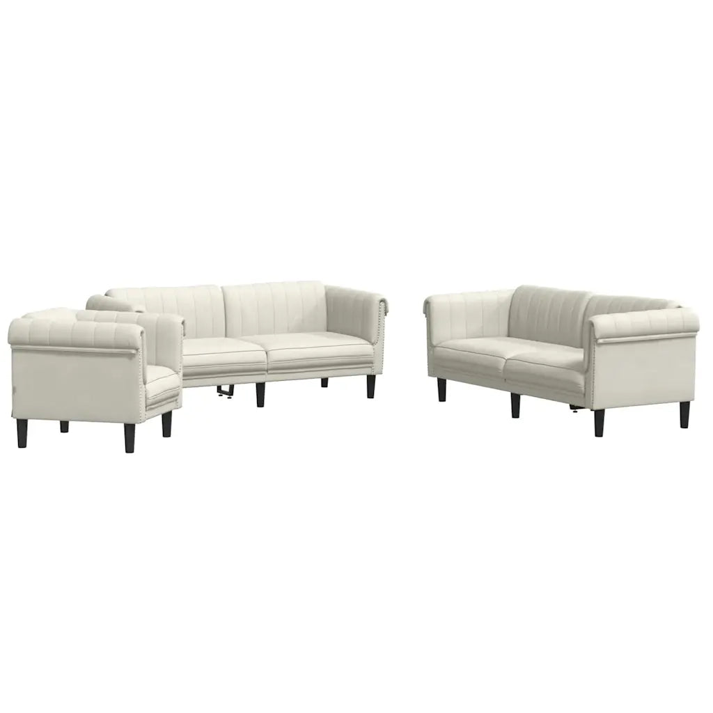 Set di Divani 3 pz Crema in Velluto 3209216