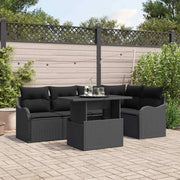 Set Divano da Giardino 6 pcs Nero Rattan in Polipropilene 3357206