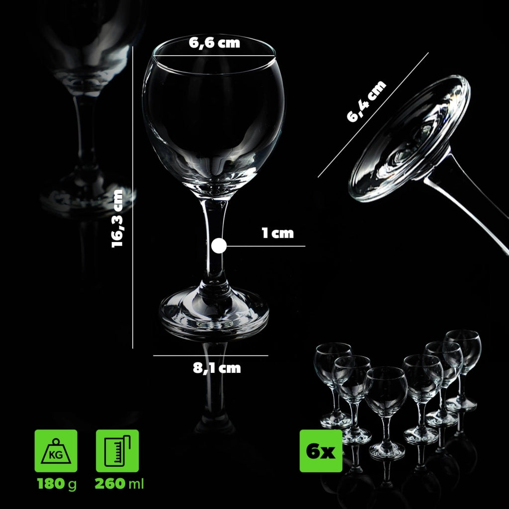 Set di 6 bicchieri da vino rosso e bianco KADAX da 260 ml