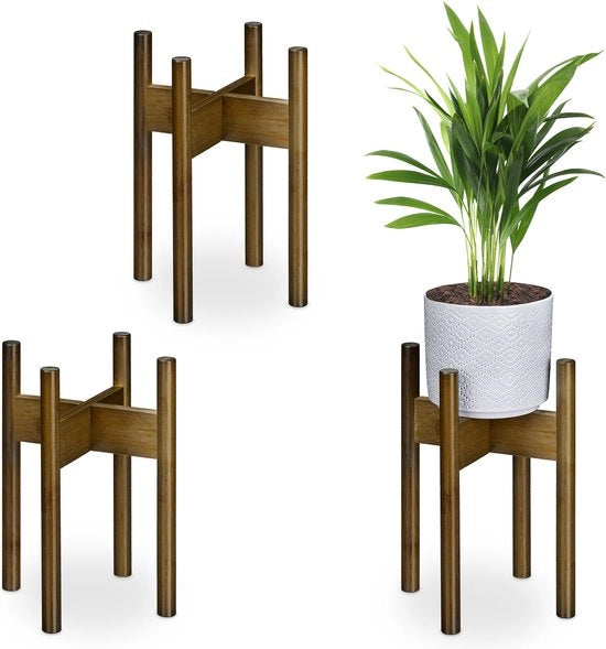 Set di supporti per piante da 3 - bamboo - per interni - marrone