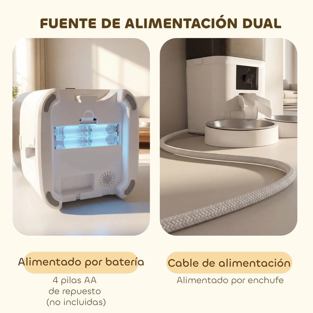 Distributore Automatico Cibo Cani Gatti 6L WiFi 2.4G ¨C Xylo ¨C 2 Ciotole Programmabile App Controllo Registrazione Voce