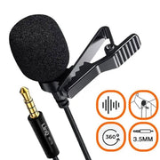 Trade Shop - Microfono Lavalier Con Clip Colletto Bavero 360° Smartphone Jack Da 3,5mm M7779 -