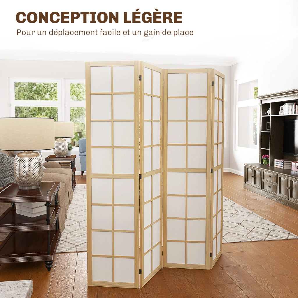 Paravento 4 Ante Pieghevole ¨C Minimal ¨C Naturale 160x170 cm