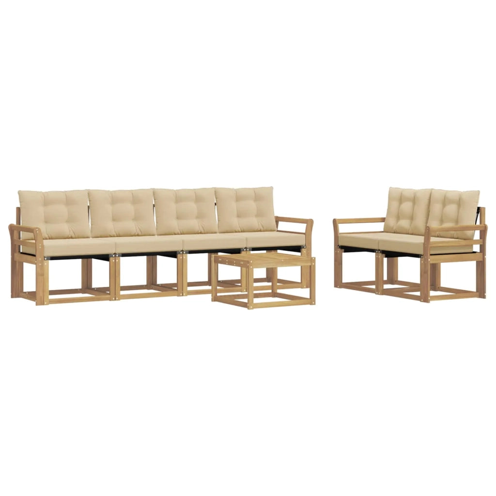 Set di divani da esterno 7 pz Bianco e Beige 3389239