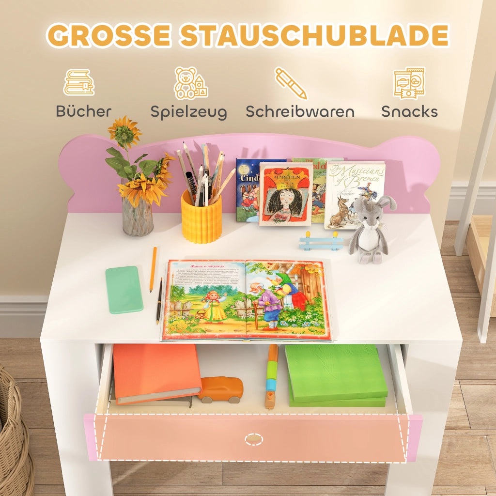 Scrivania per Bambini con Sedia e Cassetto ¨C zephmum ¨C Rosa