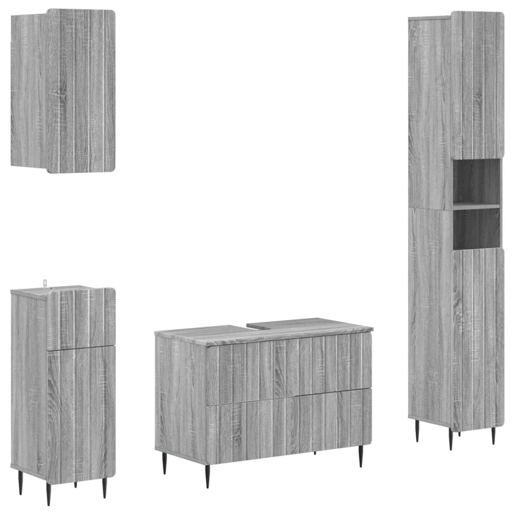 Set di Mobili da Bagno da 4 Pezzi ZWOLLE Sonoma grigio 3417924