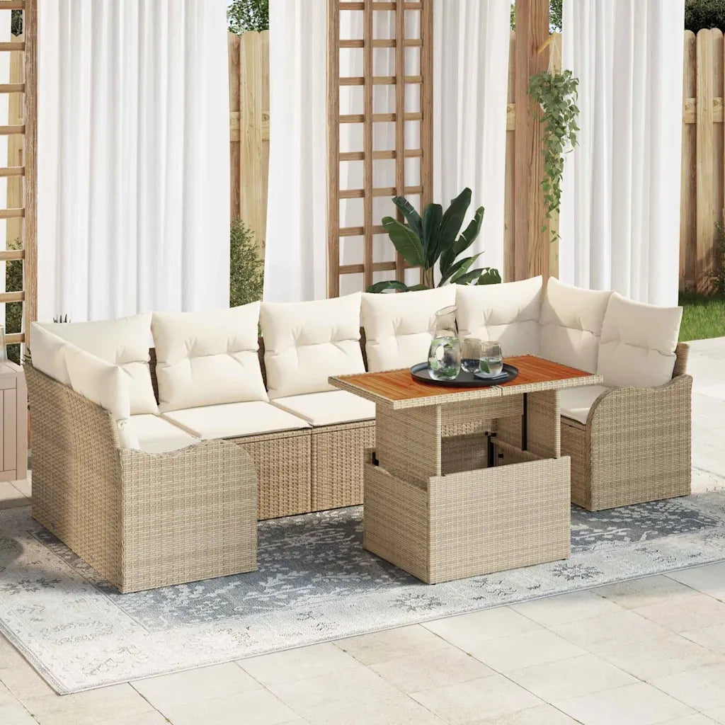 Set Divano da Giardino 8 pcs Beige Poly Rattan 3358164