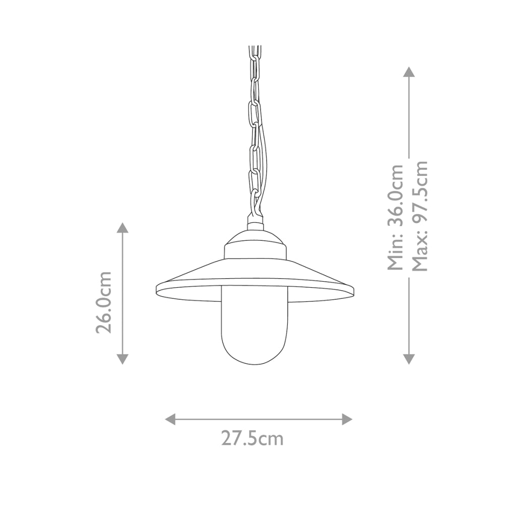 Lampada a sospensione esterna nera E27 60W Klampenborg