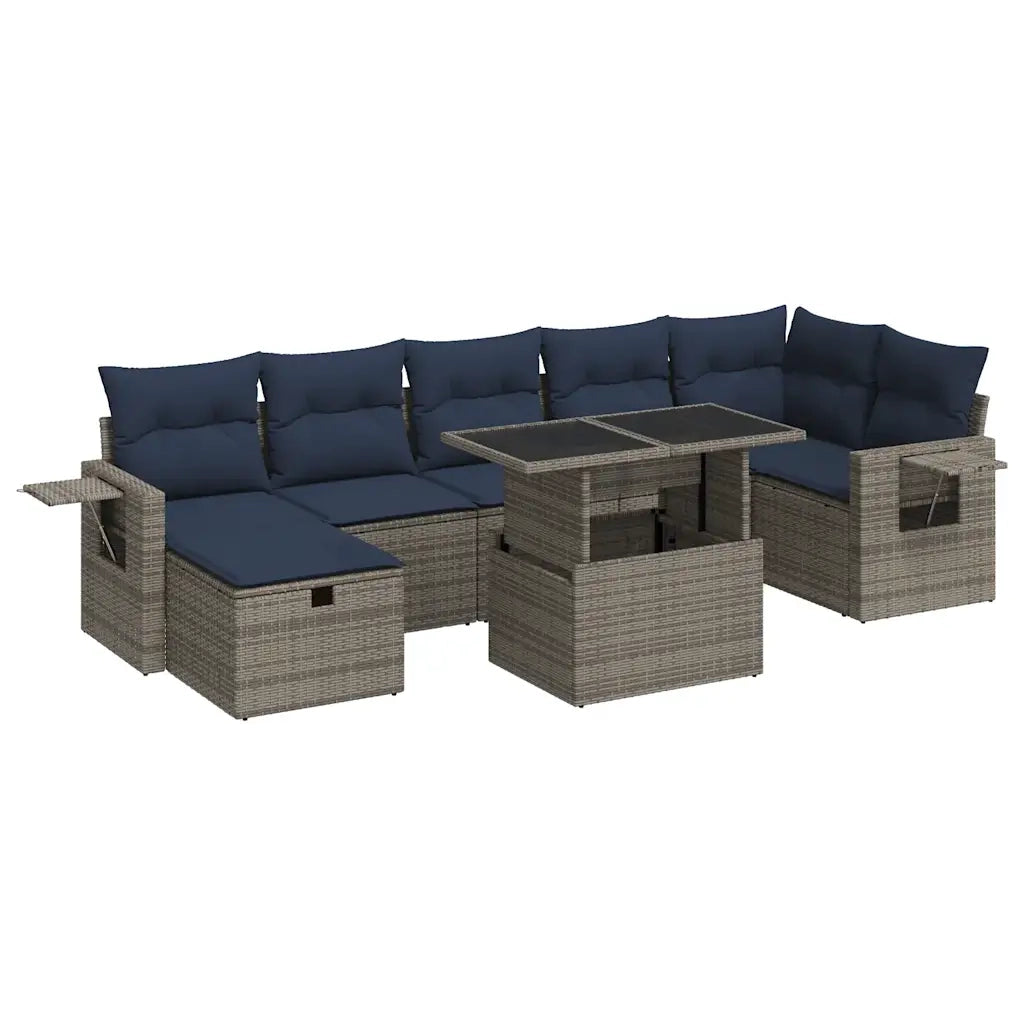 Set Divani Giardino 8 pz con Cuscini Grigio Polyrattan 3327871