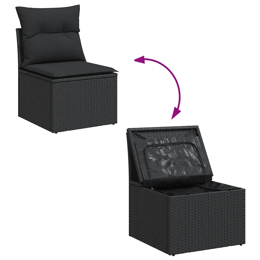 Set Divani da Giardino 5 pz | Set Salotto da Giardino con Cuscini in Polyrattan Nero