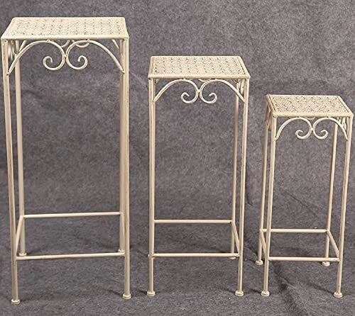 Vigor 9618355 Mika Portafiori in Ferro Battuto Set da 3 Pezzi 30x70h 25x60h 20x50h cm colore Bianco