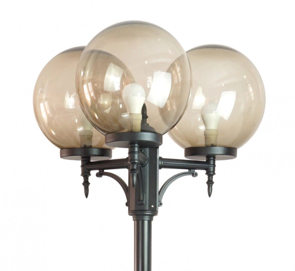 Lampione giardino KULE 290cm 3 sfere E27 nero IP43