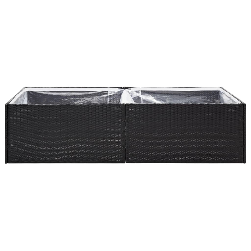 Vassoio per fioriera aiuola rialzata piante fiori terrazza giardino 157 x 80 x 40 cm Resina intrecciata nera 02_0037451