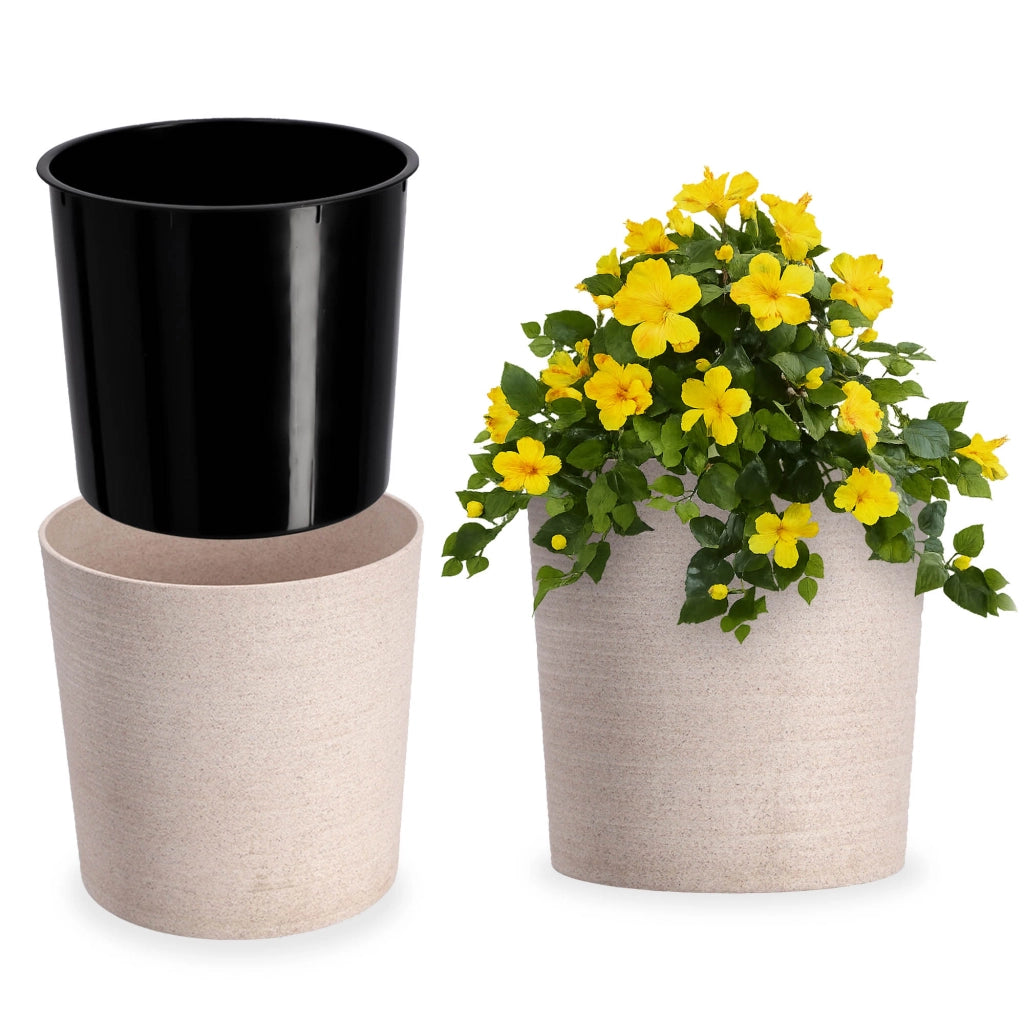 Vaso da fiori KADAX, supporto per fiori, 19 cm, per soggiorno, beige + inserto