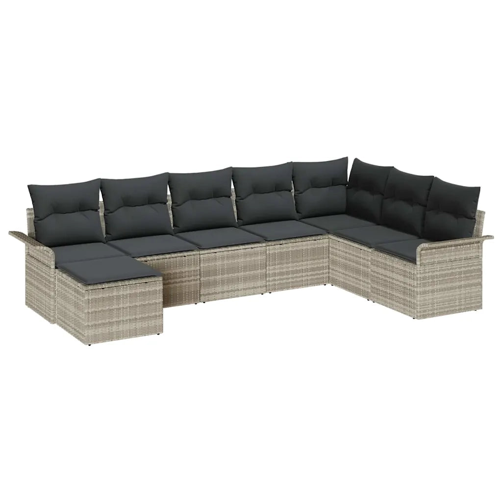 Set Divano da Giardino 8 pcs Grigio chiaro polyrattan 3345482