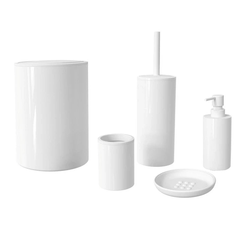Set accessori bagno 5 pezzi ABS bianco – Serie Ruby