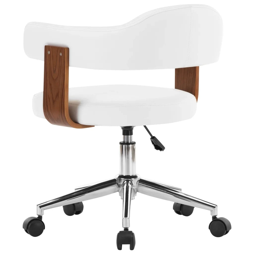 Sedia da Ufficio | Sedia da Gaming Girevole Bianca in Legno Piegato e Similpelle