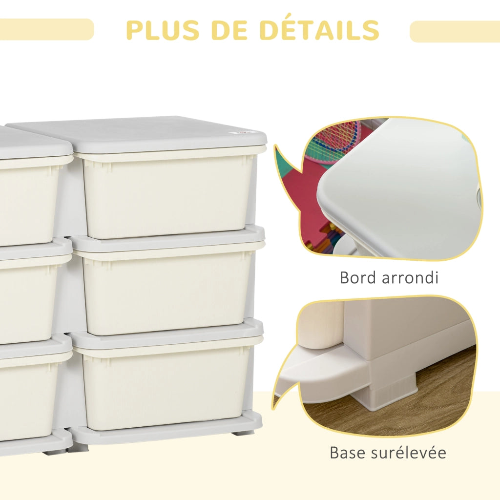 Cassettiera per bambini con 6 cassetti e scatole plastica ¨C Minimal ¨C crema 75x37x56,5cm