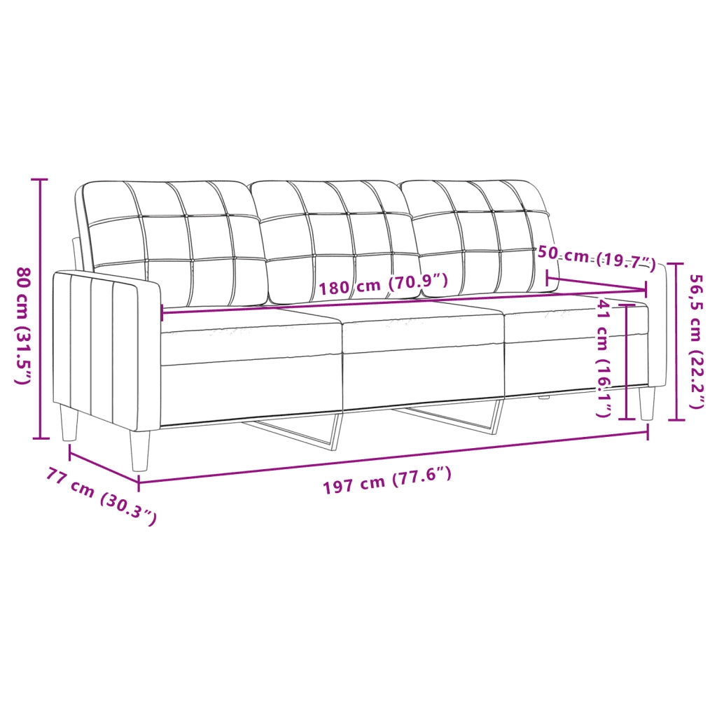 Divano | Divano da soggiorno | Sofa a 3 Posti Nero 180 cm in Velluto