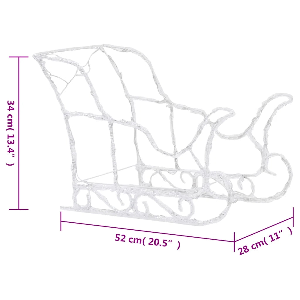 Decorazione Natalizia Renne e Slitta 280x28x55 cm in Acrilico CFW5145288