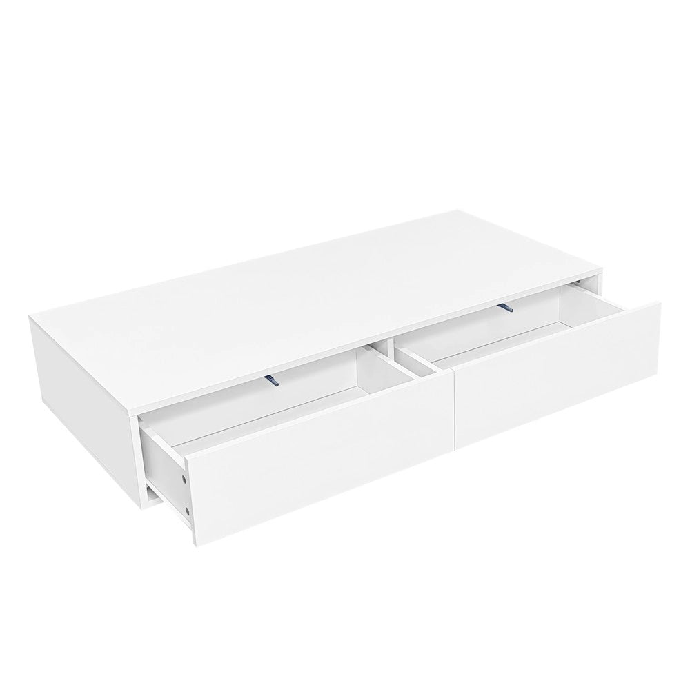 Tavolino da Caff¨¨ con LED e Cassetti ¨C MINIMAL ¨C Bianco Lucido 115x55x34