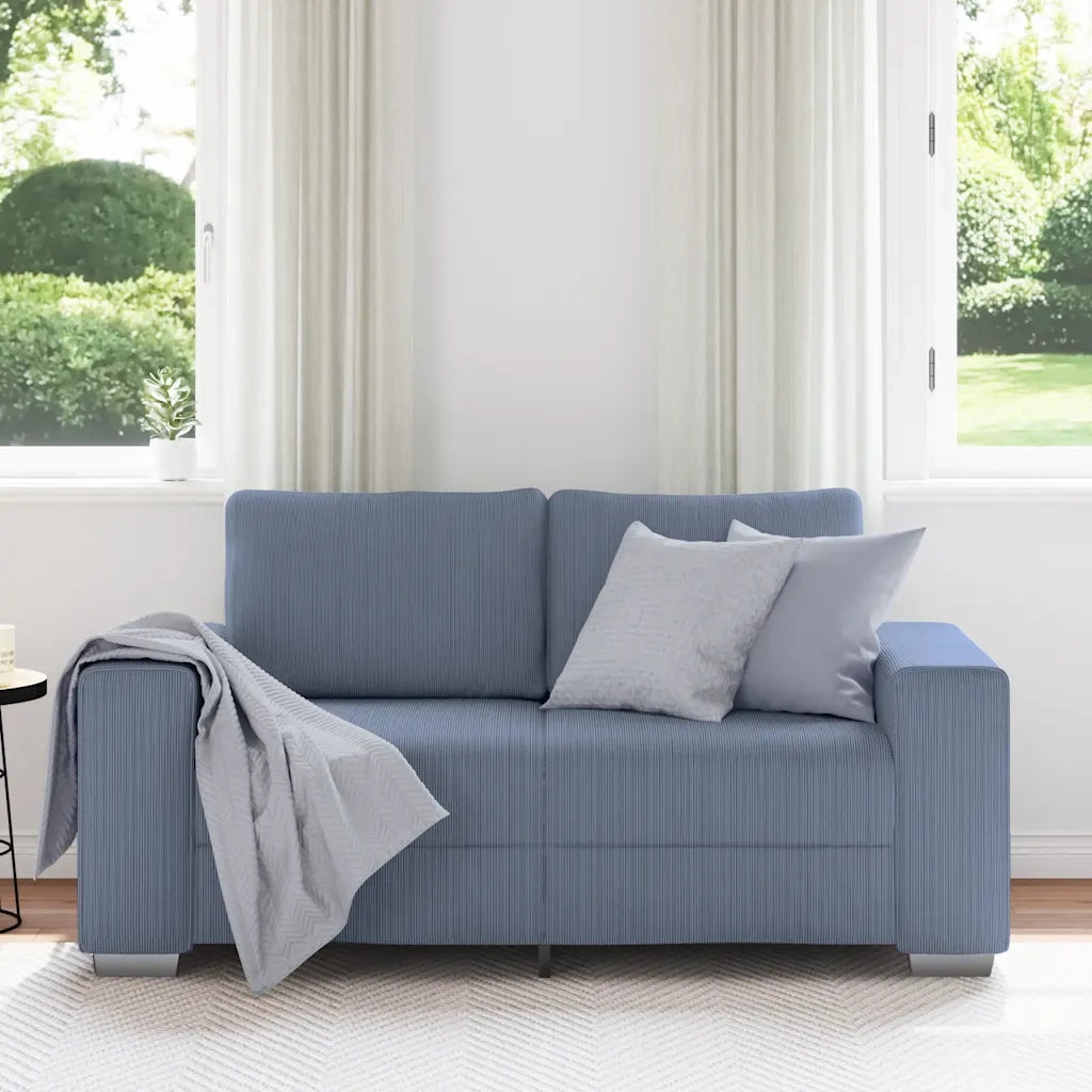 Divano Divanetto Blu 160x77x82 cm Tessuto di Velluto a Coste 4105196