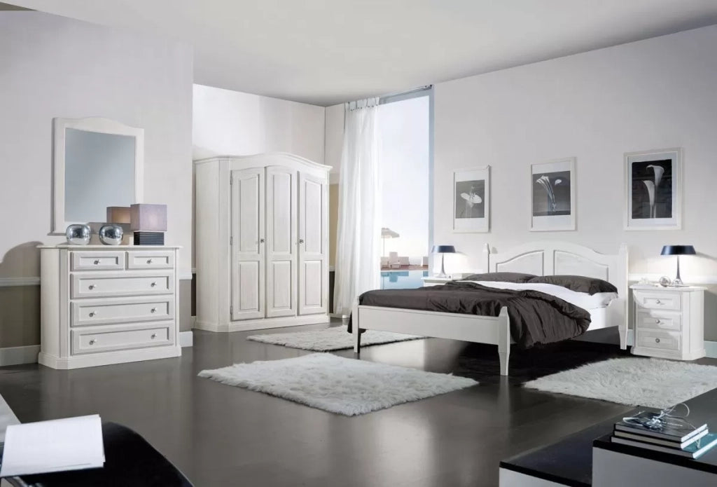 Camera da letto completa legno abete shabby chic bianco - Mobili 2G