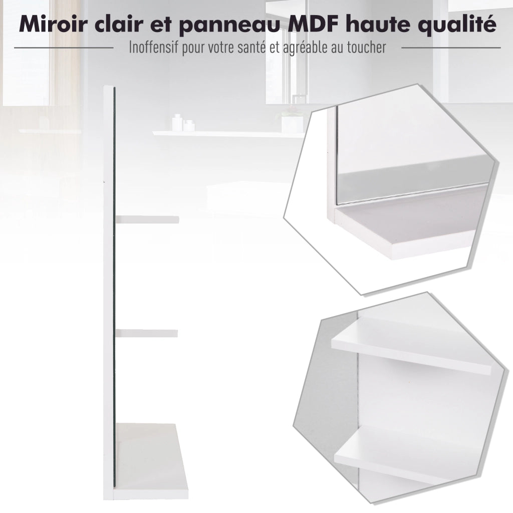 Specchio Bagno con Ripiani ¨C zephmum ¨C MDF Bianco 80x30x18