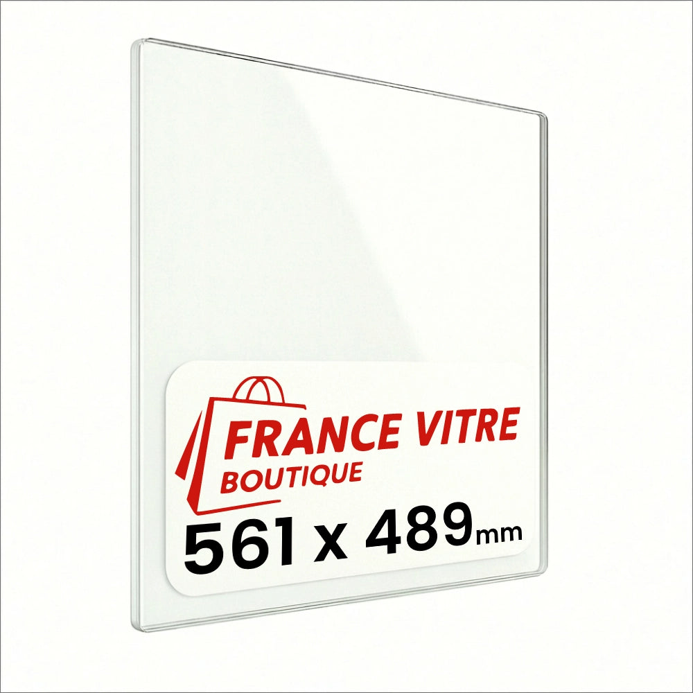 561 x 489 x 4 mm - Vetro per stufa a legna - vetro camino di ricambio - vetro per caminetto resistente al fuoco - France Vitre