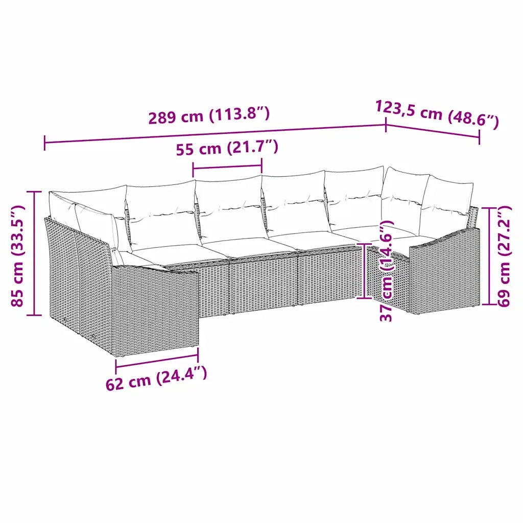 Set di divani con cuscino 7 pcs Grigio chiaro polyrattan 3346872
