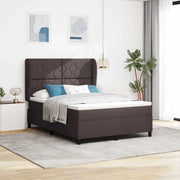 Letto a molle con materasso Marrone scuro 140 x 190 cm Tessuto 3340623