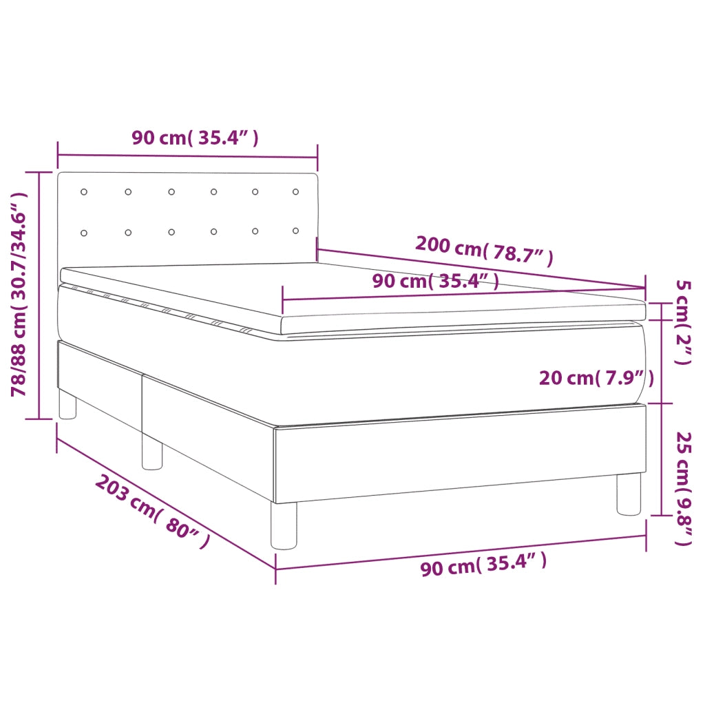 Giroletto a Molle con Materasso Rosa 90x200 cm in Velluto 3141526