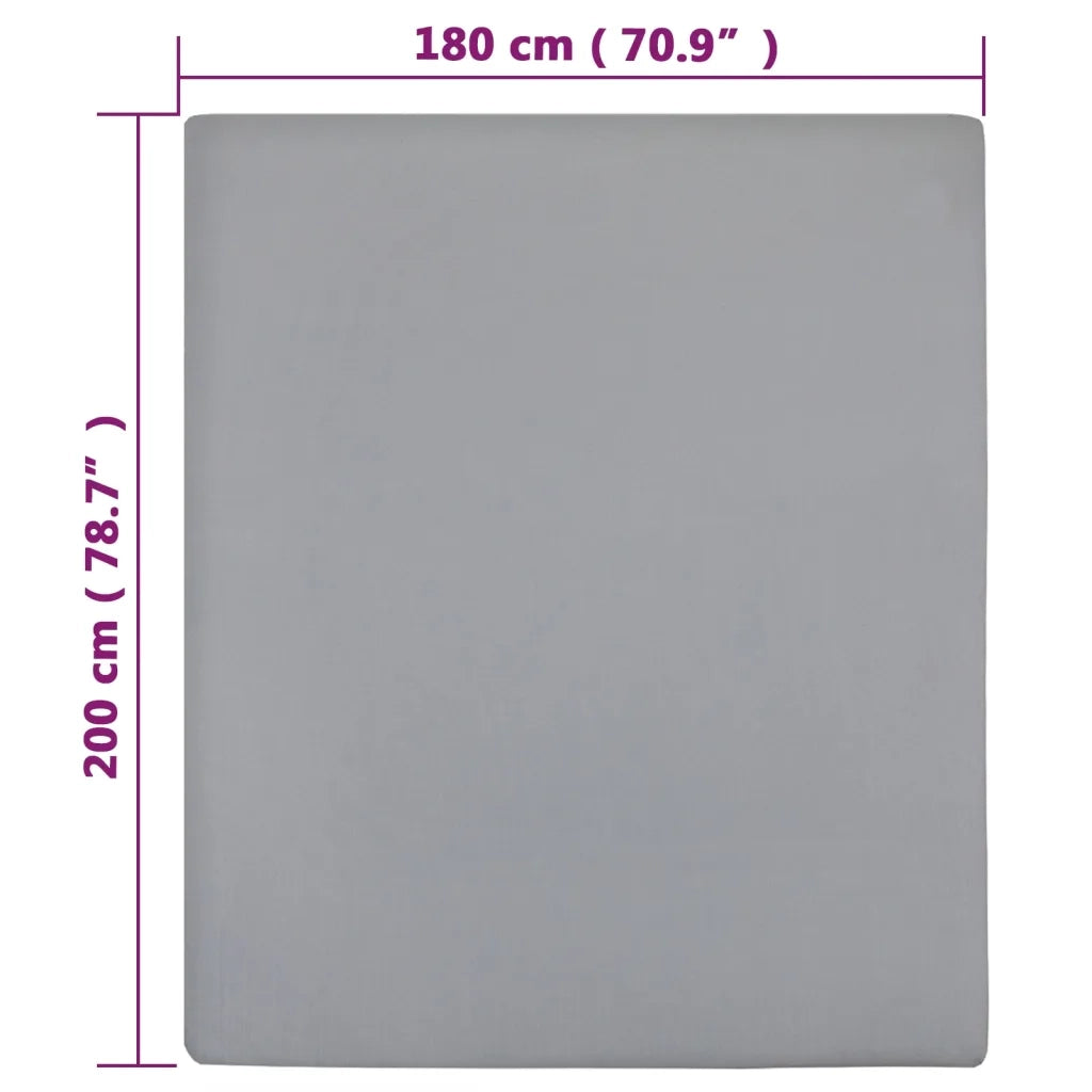 Lenzuola con Angoli Jersey 2pz Grigio 180x200 cm Cotone 136209