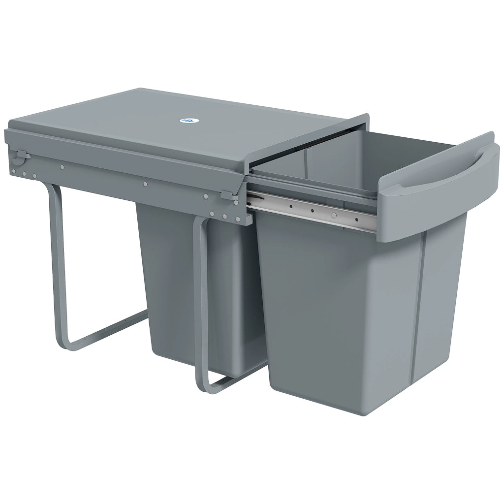 Cestino estraibile 2x20L ¨C Minimal ¨C plastica metallo grigio