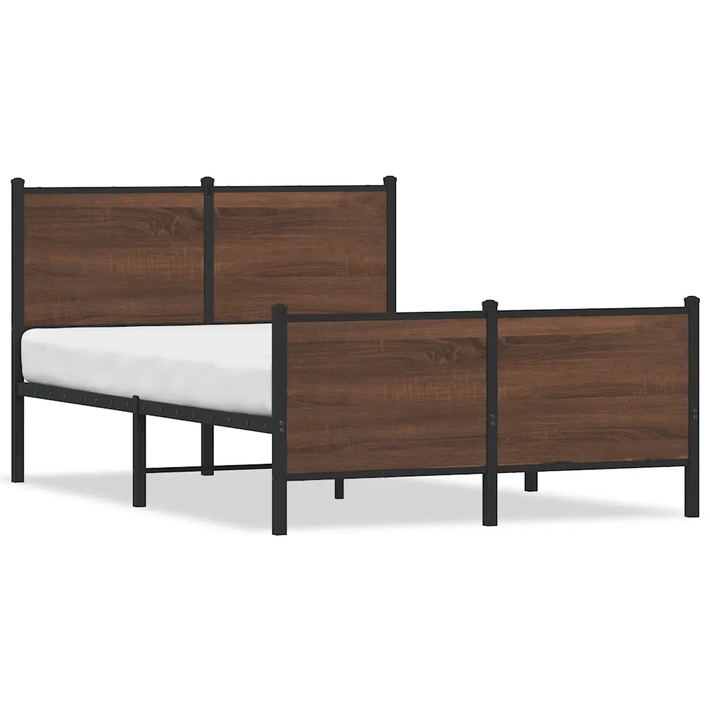 Letto matrimoniale | Letto per adulti | Giroletto senza Materasso in Metallo Rovere Marrone 120x200 cm