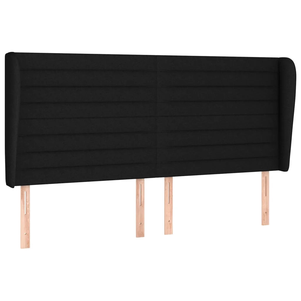 Testiera ad Orecchio-Testata con Orecchie Nera 163x23x118/128 cm in Tessuto 952203