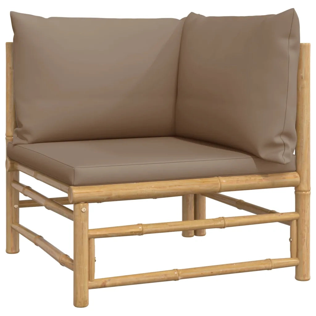 Set Salotto da Giardino 3pz con Cuscini Tortora Bambù 3155140