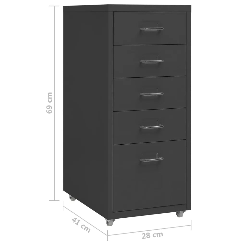 Schedario Mobile Antracite 28x41x69 cm in Metallo 335915