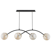 Lampada a sospensione moderna nero ambra oro 4xE14 Alfa