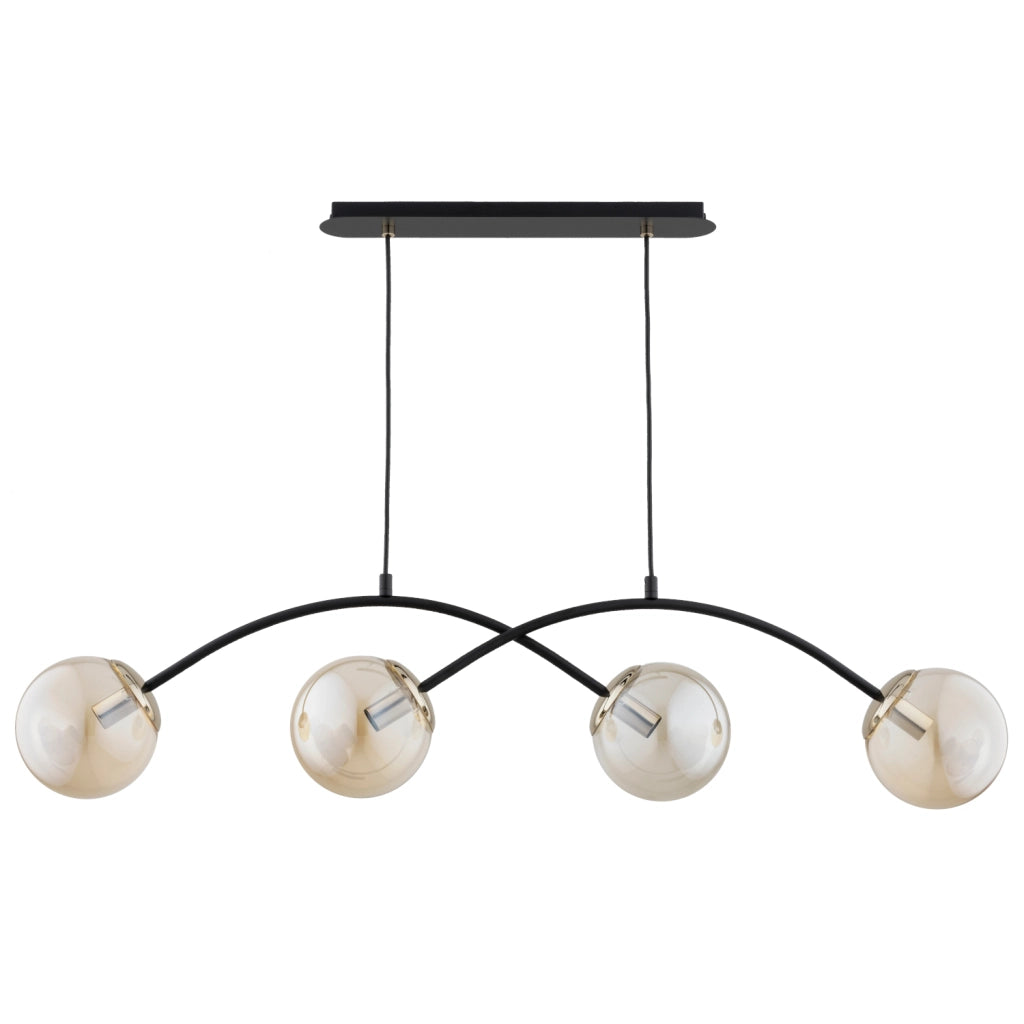 Lampada a sospensione moderna nero ambra oro 4xE14 Alfa
