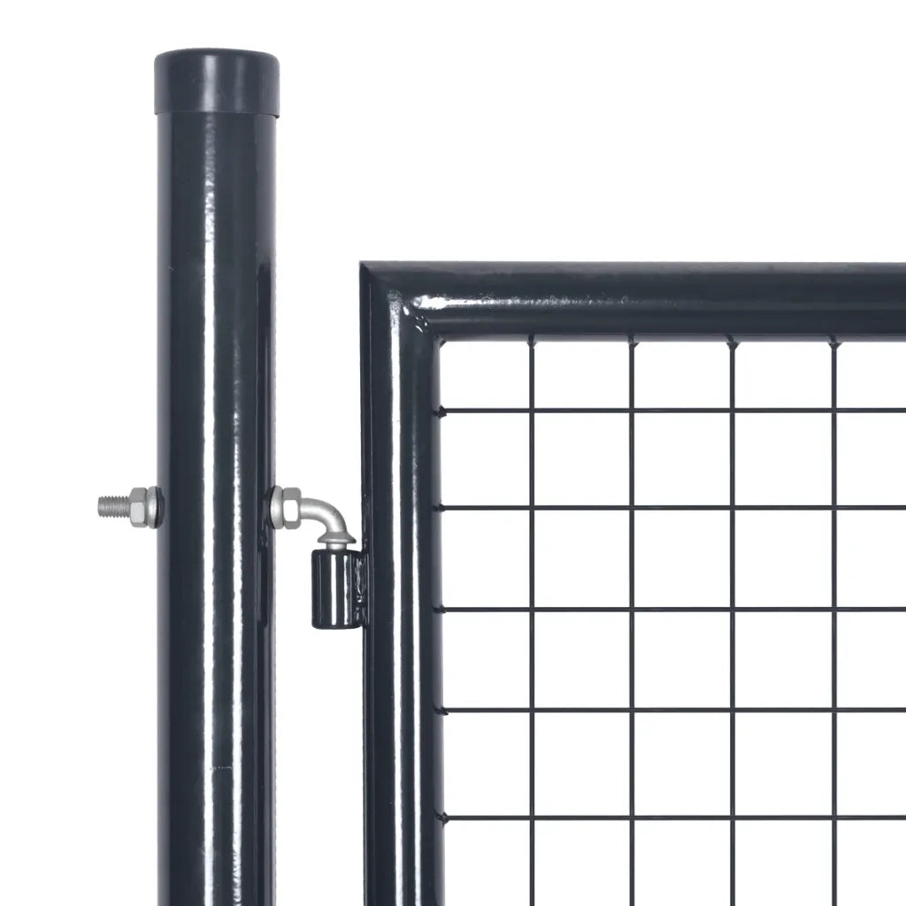 Cancello da Giardino in Rete di Acciaio Zincato 300x150 cm Grigio 143365