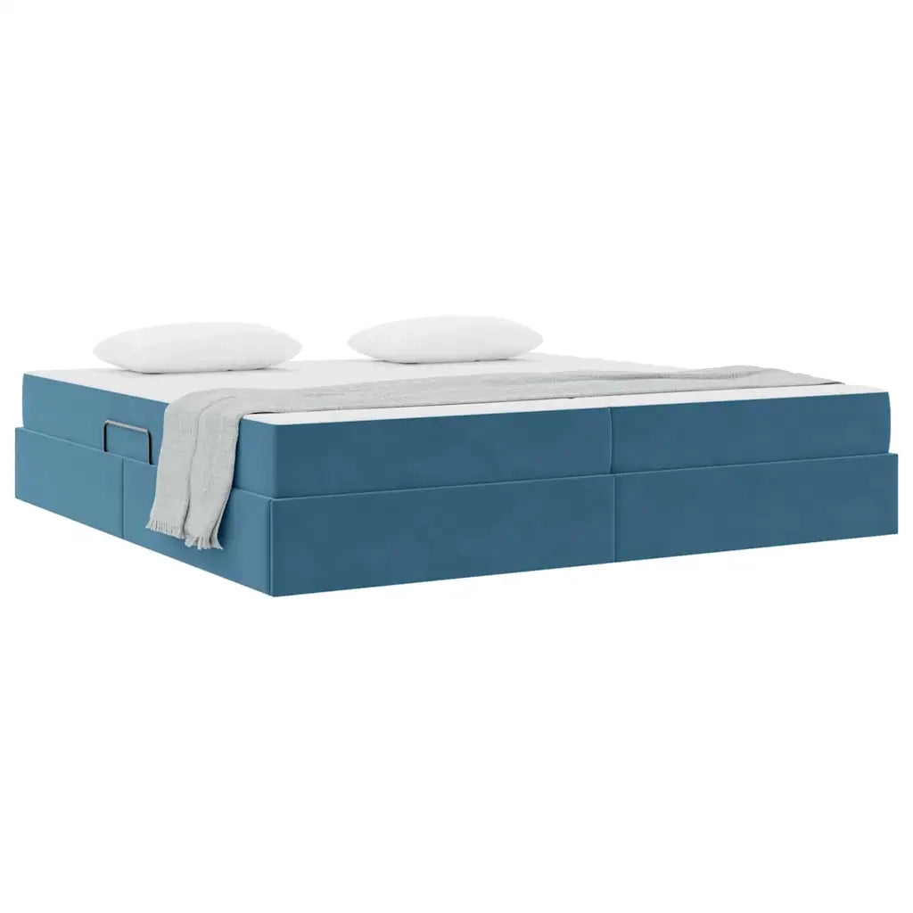Letto con contenitore e materasso Blu Scuro 200 x 200 cm 3399746