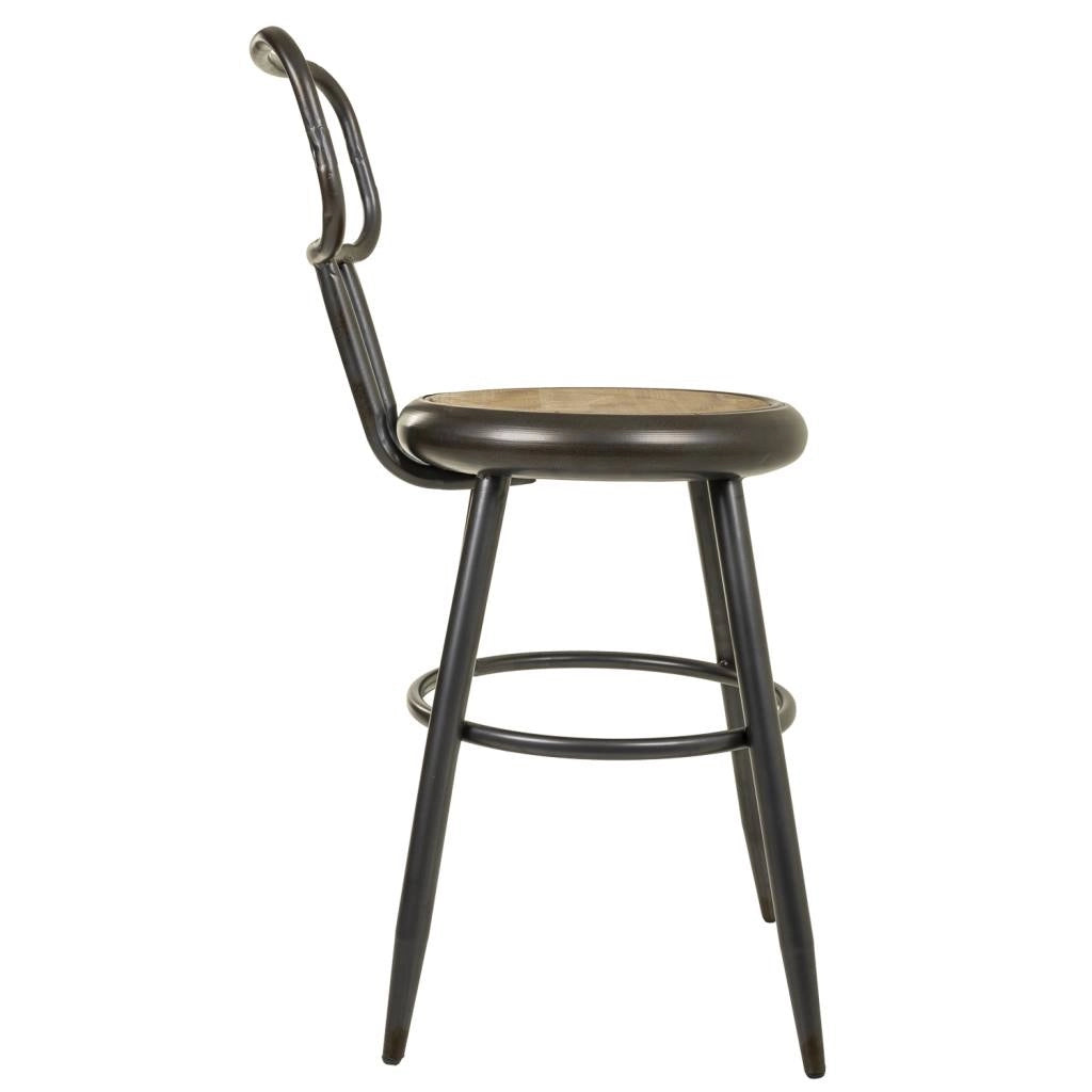 Sgabello in metallo e legno marrone 42x54x92h