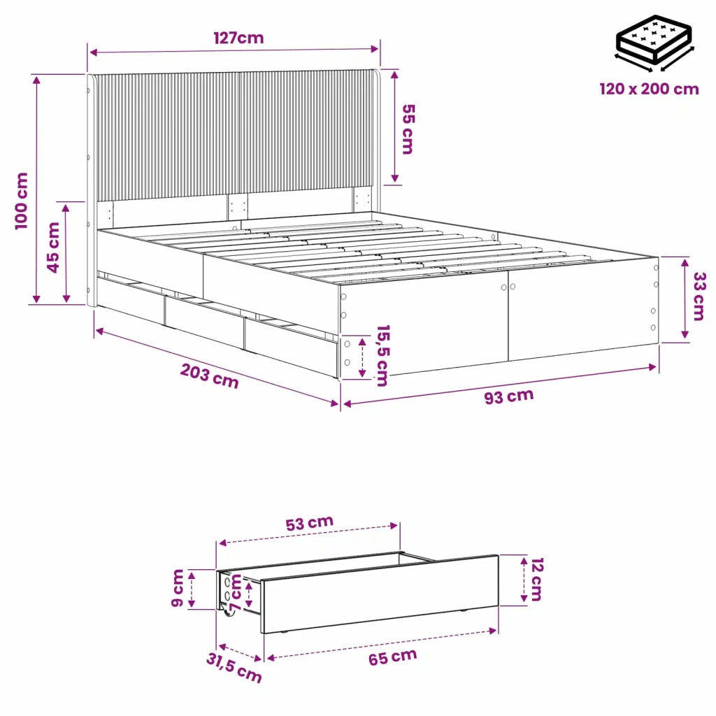 Struttura del letto con stoccaggio e testata Artisan Oak 3445803