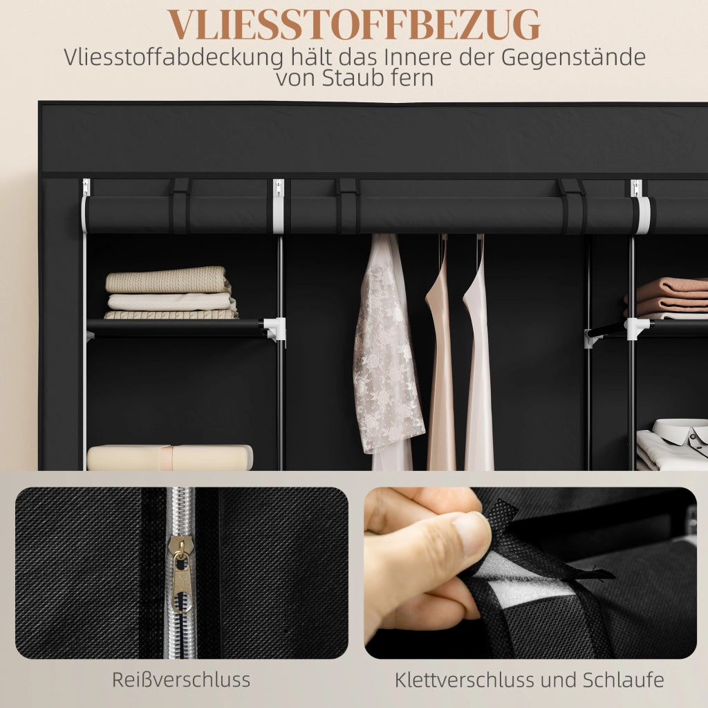 Armadio con Ante ¨C zephmum ¨C Tessuto, Nero, 150x43x162.5 cm
