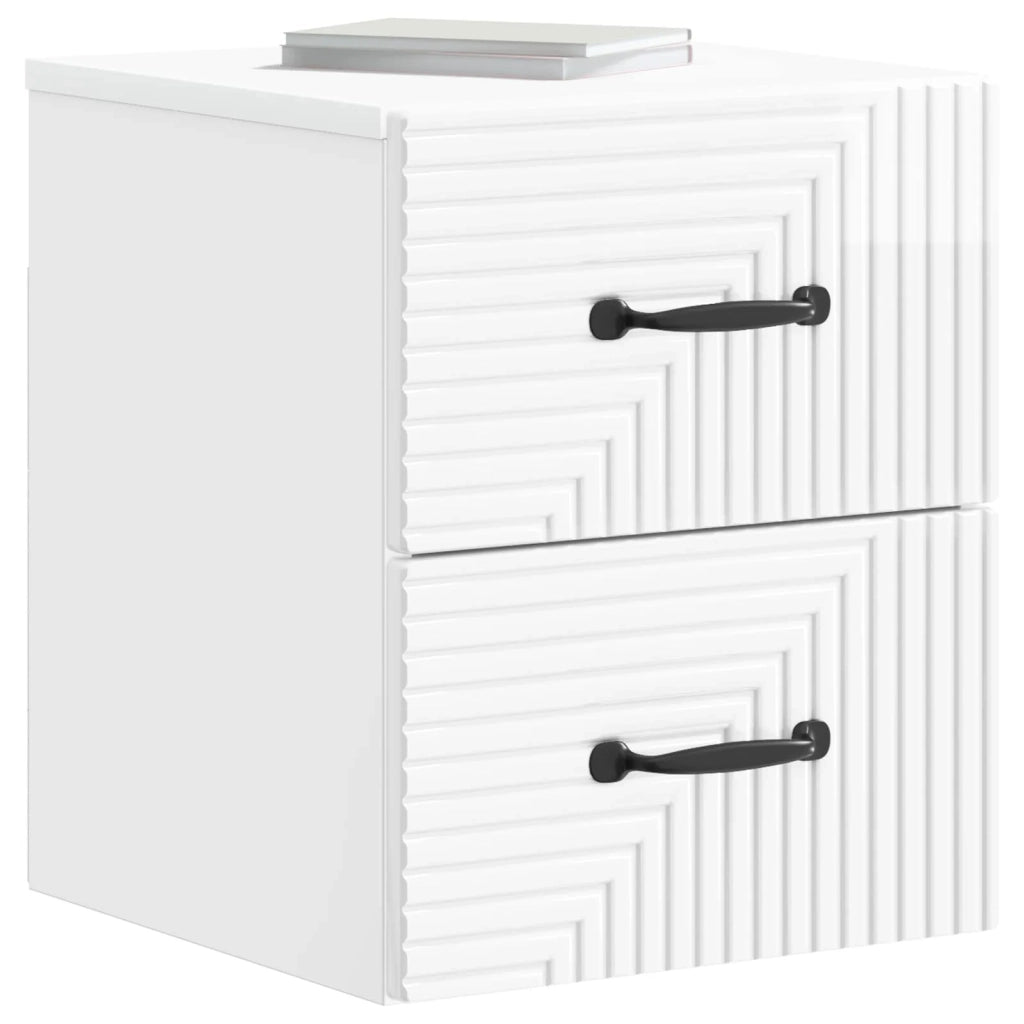 Mobiletto da notte a muro 2 pcs Bianco Lucido 34,5 x 33 x 40 cm 898644